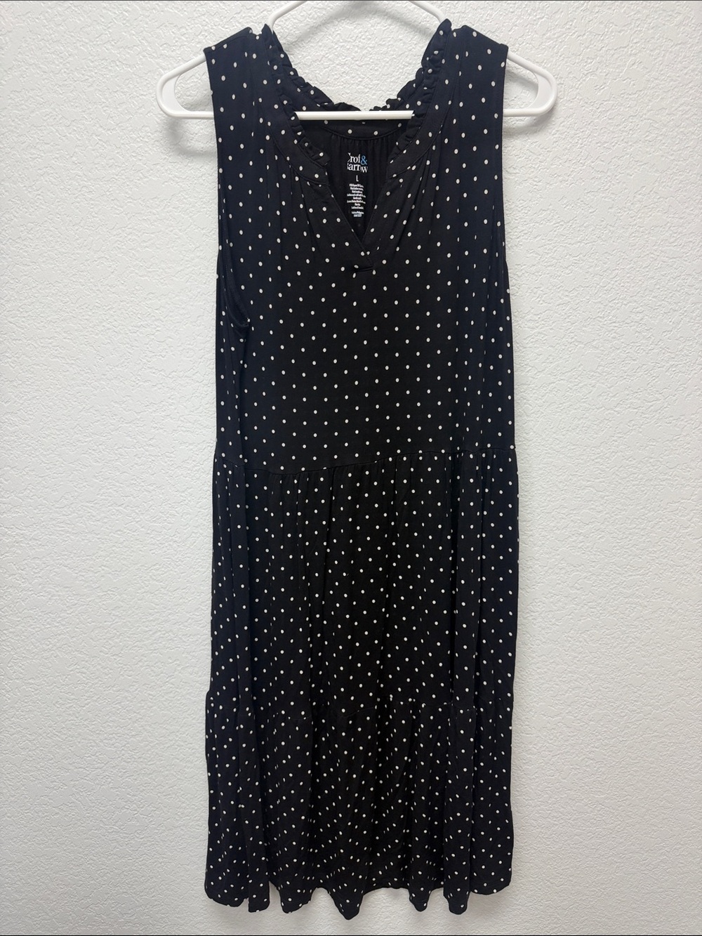croft & barrow Black Midi Dress with White Polka Dots
